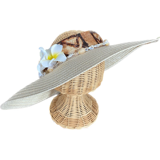 Double White Plumeria SunBun™ Wide-Brim